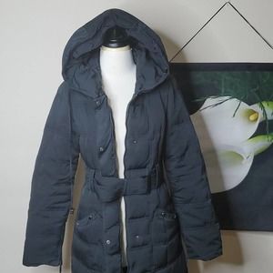 Zara Belted Mid Length Hooded Down Puffer Coat